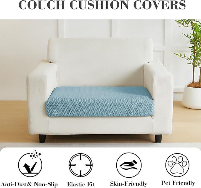 Sofa Covers Couch Covers for Sofa Pet Friendly Couch Cushion Covers Universal Sofa Covers Washable Stretch Slipcovers for Sectional Sofa (Texture Sea Blue,Extra Large Single Seat Cover)
