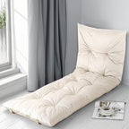 HOMBYS Floor Lounger Pillow Foldable and Tufted Design Long Floor Cushion for Yoga, Reading, Sleeping, Meditation, Elastic Band for Roll Up and Easy Storage, Machine Washable (Beige, 74"x27")