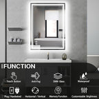 2Pack 20“ x 28” LED Mirror for Bathroom LED Bathroom Mirror Anti-Fog Dimmable 3 Colors Bathroom Mirror with Lights Smart Mirror Memory Function Wall Mounted Horizontal/Vertical