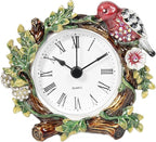 Mini Tabletop Clock, Decorative Vintage Floral Metal Table Clock with Battery Operated for Bedside, Table, Living Room, Home and Office
