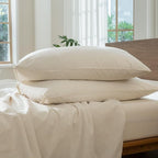 MooMee Striped Duvet Cover Set 100% Washed Cotton Linen Like Textured Breathable Durable Soft Comfy (Almond Milk Grey Pinstripes, Queen 90"x90")
