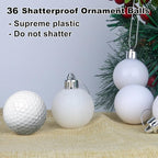 White 1.6" Small Christmas Balls Christmas Tree Decoration Ornaments Shatterproof Hanging Balls for Birthday Halloween Holiday Wedding Decorations Set of 36pcs