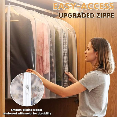 12 Pack Clear Garment Bags for Hanging Clothes, 40" Suit Bags for Closet Storage,Plastic Dustproof Suit Cover Bags,Plastic Suit Cover Bags with Zipper for Coats,Jackets,Shirts (24''X40")