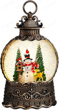 Snowman Snow Globe Christmas Decorations Indoor Deer Cardinal Snowman Gifts Classic Relief Texture Musical Glitter Snowfall USB/Battery Timer Lantern 10.6 inch