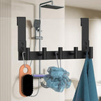 WUIVIUT Over The Shower Wall Hook, Towel Racks for Glass Shower Door, Heavy Duty Rack Bathroom Hooks for Robe, Coat (5 Hook, Fits 3/8'' Thick)