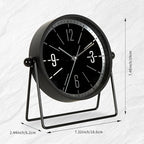 QIYAODECO® Vintage Metal Desk Clock for Bedroom, with Adjustable Angle Ticking Small Battery Operated Mantel Bedside Clock, Decorative Table Old Fashioned Style Black Decor Adult Kid Gift,Silver/Black
