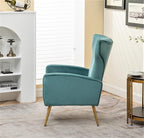 Modern Velvet Accent Chair, Channel Tufted Bedroom, Office or Living Room Furniture with Elegant Metal Legs, 26" Wide Armchair, Teal