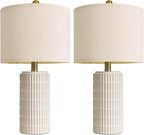 PoKat 20.75" Small Modern Ceramic Table Lamps Set of 2 for Bedroom, White Bedside Lamps for Night Stands, Farmhouse Desk Decor Gift Nightstand Table Lamps for Living Room End Table Beige