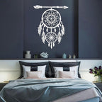 YDONVTI Dream Catcher Metal Wall Decor, Large Dream Catcher Wall Art, Metal Boho Wall Art, Feather Arrow Decoration, Native American Decor, for Bedroom(White, 24" L x 19" W/60x48cm)