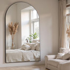 Suidia Arched Full Length Mirror, 72"x44" Floor Mirror Freestanding, Floor Standing Full Body Mirror with Stand for Bedroom, Hanging Leaning Mounted for Living Room Cloakroom, Black