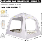 Bed Tent Bed Canopy Twin Size for Kid and Adults 100% Breathable Tents 4 Doors 80% Blackout - Indoor Portable Sleeping Tents Privacy Large Space with String Light
