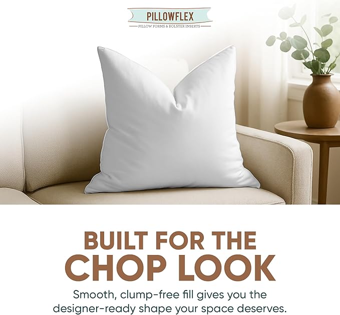 Pillowflex Synthetic Down Pillow Insert - 27x27 - Down Alternative Ultra Soft Large Square European Throw Pillow, Machine Washable - Couch Euro Sham, Lumbar, Bed, Sofa - 1 Decorative Accent Form