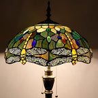 Tiffany Floor Lamp Stained Glass Lamp Standing Reading Light 16x16x70 Inch for Living Room (Amber Yellow Dragonfly)