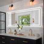 72x32 Inch Led Mirror for Bathroom with Front Light and Backlit, Bathroom Mirror with Led Lights, Vanity Mirror with Lights for Wall, Anti-Fog, Dimmable, Memory Function, Tempered Glass