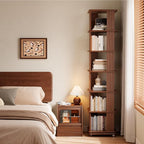 Solid Wood Rotating Bookshelf, 6-Tier Rolling Book Shelf，360 Degree Revolving Bookcase，Spinning Bookshelf Tower for Small Spaces, Corner, Bedroom，Office，Living Room，Classroom （Walnut）