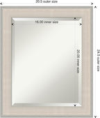 Amanti Art White Wall Mirror 24x20 Cottage White Silver Rectangle Bathroom Mirror for Wall Decor Living Room, Small Cottage Wood Frame, Hangs Horizonally and Vertically, Bathroom Decor, Beveled Edge
