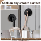 Reusable Heavy Duty Suction Cup Hooks for Kitchen/Bathroom/Shower - Wet-Proof Hooks for Towels, Robes, Loofah&Wreaths/No Drill Mounting on Glass, Tile, Metal (2, Matte Black)