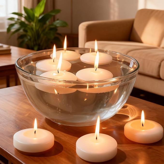 3 inch Floating Candles 30 Packs Ivory Floating Candle for Centerpieces 8-9 Hours Ivory White Floating Candles 3” Water Candles for Cylinder Vases, Pool, Wedding