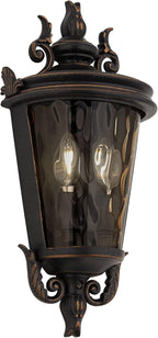John Timberland Casa Marseille Vintage Outdoor Wall Light Fixture Veranda Bronze 17" Champagne Hammered Glass for Exterior House Porch Patio Outside Deck Garage Yard Front Door Garden Home