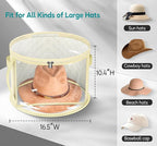 AOODA Oversized Clear Hat Storage Bag for Women, Holds up to 7 Caps Cowboy Hat Organizer for Closet, Wide Brims Hat Case with Carrying Handles (Yellow)