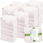 Buryeah 36 Pcs Wedding Flannel Fleece Throw Blanket Bulk with Thank You Card and Ribbon, 50 x 60 in Oeko-TEX Standard 100 Certified Blankets Outdoor Wedding, Guest Party Souvenirs (Cream White)