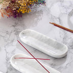 Incense Holder, Natural Marble Incense Burner, Incense Stick Holder for Meditation, insence-Sticks Holder, 10.6inch Ash Catcher (White)
