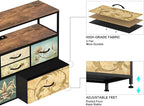 Tohomeor TV Stand with Power Oulet Dresser with Charging Station & LED Light Dresser with 6 Fabric Drawers for Living Room Storage Chest of Drawers Retro Dresser with Open Shelf Wooden Top