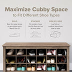 Prepac White Hall Bench with Storage and Seating: 24-Shoe Cubby Bench, Ideal White Shoe Rack for Entryway, Sized 15.5" D x 60" W x 20.25" H