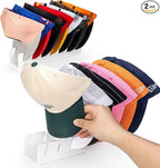 OAPRIRE Hat Stand for Baseball Caps Display and Organizer, No Install Acrylic Hat Organizer 2 Pack Holds 14 Baseball Caps for Closet, Bedroom, Dresser (White)