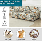 KRFOONN 4 Piece Printed Sofa Couch Cover for 3 Cushion Couches Stretch Sofa Slipcovers with 3 Separate Seat Cushion Covers Washable Furniture Protector with Elastic Bottom (Sofa, 52)