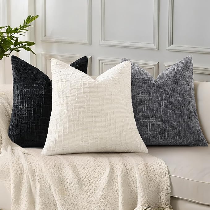 decorUhome Spring Cream White Chenille Throw Pillow Covers 12x20 Set of 2 Textured Soft Cozy Slubby Couch Pillow Covers Modern Farmhouse Boho Decorative Pillow Cases for Bed Sofa Living Room