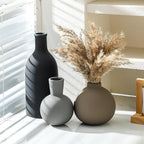 Ceramic Vase Set of 3 | Neutral Vases Home Decor | Modern Flower Pottery Vases Rustic Farmhouse Vase for Table Entryway Mantel Centerpiece Bookshelf Living Room Bathroom Bedroom -Multicolor Large