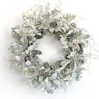 Birch Wreath with White Berries, Iced Pine Cones, Holly Leaf, Branch - 26" Winter Christmas Wreath for Front Door or Indoor Wall Window Thanksgiving Decor