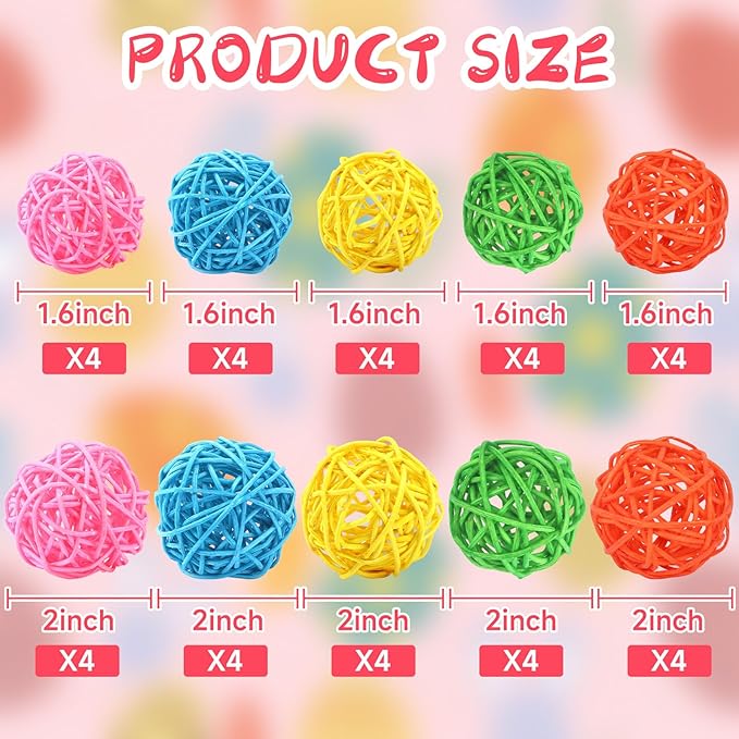 NOVWANG 40 Pcs Wicker Rattan Balls, Decorative Centerpiece Fillers for Easter, Spring Party, Home Decor