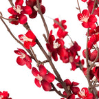 4Pcs Cherry Blossom Branches Artificial Flowers for Spring Summer Indoor Decoration,Faux Long Stem Artificial Flowers for Wedding Home Office Bedroom Party Table Centerpieces Decor(Red)