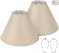 16Inch Large Tan Linen Lamp Shades Set of 2,Rustic Empire Style Fabric Lampshade for Table Lamps and Floor Lamps,Chic Replacement Light Shade,Linen Lamp Shades with Spider Fitter and Harp
