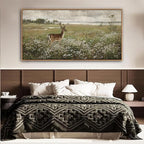 Vintage Wall Art for Living Room Farmhouse Wall Art, Country Wall Decor, Deer Art - Rustic Nature Canvas, Large Landscape Pictures for Bedroom Framed Artwork for Walls 29×58IN