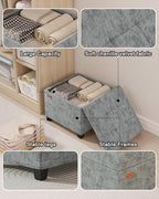 17.7 inches Chenille turfed Ottomans Cube with Legs, Metal-Framed Square Storage Ottoman Foot Rest Stool Holds 770 LB for Dorm Living Room Bedroom Gray UASN641G