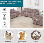KRFOONN 4 Piece Printed Sofa Couch Cover for 3 Cushion Couches Stretch Sofa Slipcovers with 3 Separate Seat Cushion Covers Washable Furniture Protector with Elastic Bottom (Sofa, 62)