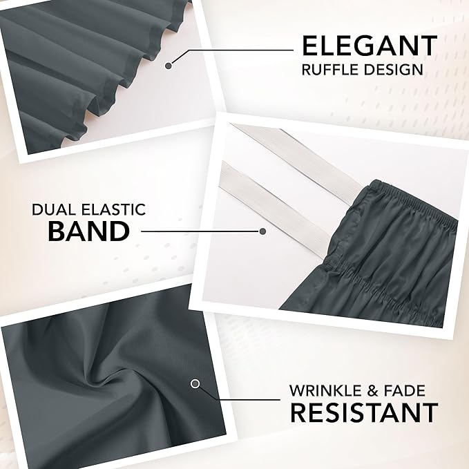 Utopia Bedding Full Elastic Bed Ruffle - Easy Wrap Around Ruffle - Microfiber Bed Skirt with Adjustable Elastic Belt 16 Inch Tailored Drop - Hotel Quality Bedskirt, Fade Resistant (Full, Grey)