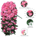 Faux Geraniums Artificial Flowers for Outdoors Spring Porch Outside Decor, 2PCS Hotpink Silk Geraniums Vines Fake Hanging Plants UV Resistant Look Real for Outdoor Planters Patio Garden Balcony Home
