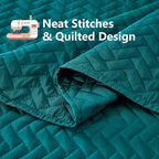 Maple&Stone Quilt Set King Size, Lightweight Teal Bedspread Ultrasonic Chevron Pattern Light Coverlet for All Season Comforter Bedding Decor - 3 Piece King Bed Cover Sets