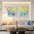 Charouse 2 Piece Framed Wall Decor Christmas GIft Color Fusion Modern Wall Art for Living Room Office Bedroom Yellow Flower Rain Panda Pictures Wall Decor 24*24 Inch Colorful Wall Aabstract Artcanvas wall art