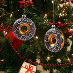 Hanging Ornaments for Christmas Tree 2025 - Chocolate Frosted Donut 3D Glass Blown Tree Decorations, Mini Food Funny Snacks Small Rare Christmas Decor for Xmas Tree Home Outdoor Centerpiece