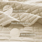 Comfort Spaces Kienna Quilt Set- Double Sided Stitching Design Summer Blanket, Lightweight, Soft, All Season Bedding Layer, Matching Sham, Ivory, Coverlet Twin/Twin XL(66"x90") 2 Piece