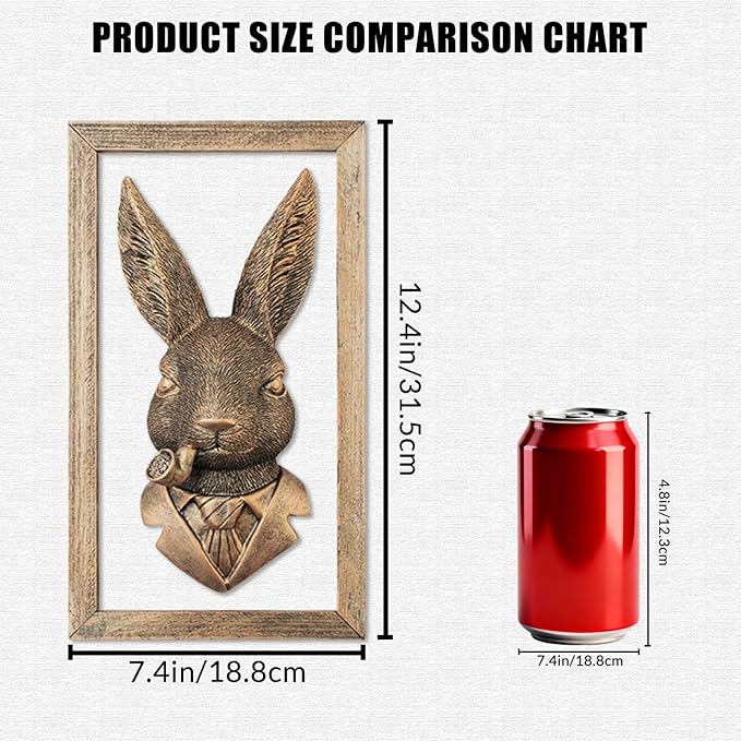 Zotabe 5PCs Animal Heads Wall Decor, Animal Sculptures Wall Dec, Rabbit Decor, Vintage Wall Sculpture, Resin Wall Hanging Decoration for Living Room Bedroom Kitchen Gift (Pipe Bun, 1)