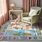 5x7ft Kids ABC Animals Education Rug - Non-Slip Faux Wool Carpet with Interactive ABC Animals Design, Educational Mat for Kids, Bedroom Playroom Nursery Gift.