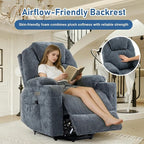 Electric Lift Recliner Chair, Overstuffed Zero-Gravity Recliner with Assisted Standing, Extra Wide Sofa with 8-Point Vibration Massage & Lumbar Heating, Medium-Soft, Blue