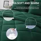 Love's cabin King Size Comforter Set Dark Green, 7 Pieces King Bed in a Bag, All Season Bedding Sets with 1 Comforter, 1 Flat Sheet, 1 Fitted Sheet, 2 Pillowcase and 2 Pillow Sham