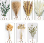 Green Pampas Grass Bouquet – Boho Home & Wedding Floral Arrangements – Dried Pampas Grass Decor for Living Room, Fireplace, and Modern Farmhouse